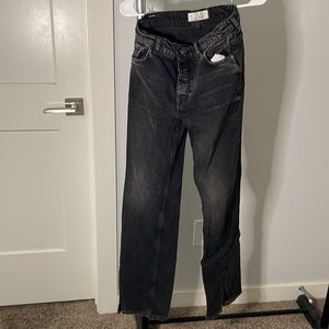 Free Peoplw Black denim distressed washed jeans